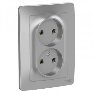 Розетка 2-м СП Blanca 16А IP20 250В без заземл. без защ. шторок алюм. SE BLNRS000023