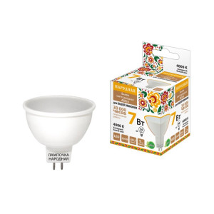 Лампа светодиодная MR16-7 Вт-230 В-4000 К–GU5,3 Народная SQ0340-0133