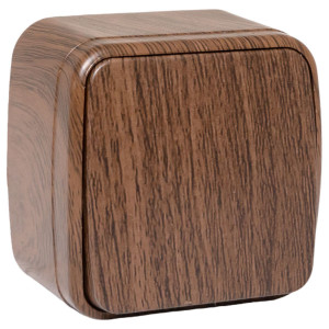 Выключатель 1-клавишный ОП Минск 10А тёмное дерево EGV10-021-40