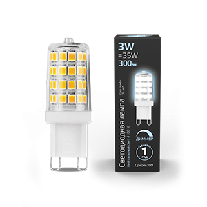 Лампа LED G9 AC185-265V 3W 4100K 1/20/200 диммируемая 107309203