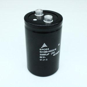 B41560A8339M000, Алюминиевый электролитический конденсатор 63В 33000мкФ 64*106 105°С М5. В комплект поставки конденсаторов, произведённых после 01.12.2018, гайки/шайбы не входят