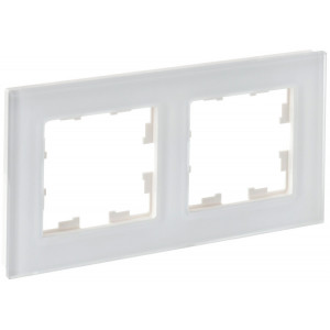 BRITE Рамка 2-мест. РУ-2-2-Бр стекло бел. матовый BR-M22-G-31-K01
