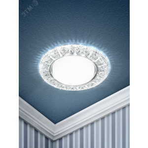 Светильник точечный DK LD22 SL/WH GX53 декор со светодиод. подсветкой прозр. ЭРА Б0029625