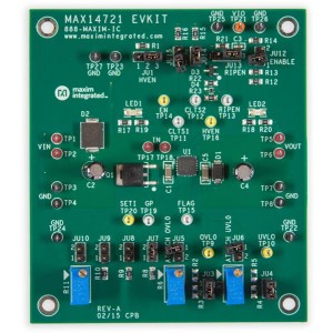 MAX14721EVKIT#, Средства разработки интегральных схем (ИС) управления питанием EVKit for 60V, 2A Power Limiter with Current Foldback (1.0x InitialCurrent Limit)