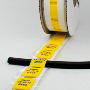 Маркер плоский MFSS-2X-10-15-Y, Маркер термоусадочный, для маркировки и изоляции проводов и кабелей, длина 15 мм, диаметр провода: 5 - 10 мм, цвет желтый, для принтера: RT200, RT230, в упаковке 300 маркеров