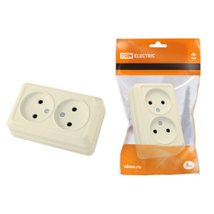 Розетка двойная 2П открытой установки IP20 10А 250В (керамика) сл. кость "Ладога" SQ1801-0212