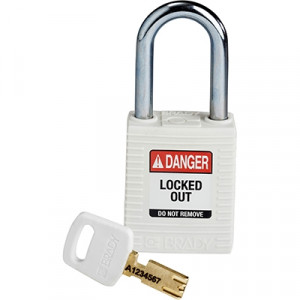 gws150367, Замок SafeKey нейлоновый со стальной дужкой, высота дужки – 38 мм, диаметр дужки – 6.4 мм, нейлоновый корпус, размеры корпуса – 46х38х19 мм, цвет – белый, 1 шт/упак