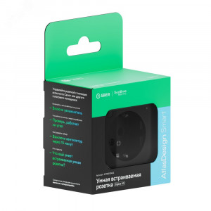 ATLASDESIGN SMART РОЗЕТКА с заземл., со шт., Zigbee, L+N, 16А, мех., КАРБОН ATN001045Z