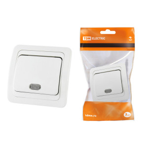 Выключатель 1-кл. с подсветкой 10А белый "Валдай" SQ1804-0004