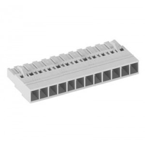 Розетка Wiecon 8113 BK / 12 OB, Розеточный разъем, прямой, на кабель, шаг: 5.0 мм, 12 полюсов, фиксация провода обжимная, исполнение: поставляется без контактов, без маркировки, 400V, 12А, цвет: серый