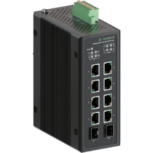 Коммутатор WIENET UMSA 10G-4PoE-24, Коммутатор серии WieNet, неуправляемый, 8 портов RJ45 скорость передачи 10/100/1000 MBit/s, 2 SFP порта, 4 порта PoE, номинальное напряжение: 12-57 VDC, монтаж: на DIN рейку, материал корпуса: алюминий