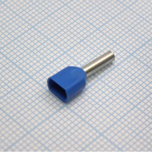 TE  1008  Blue, наконечник кабельный торцевой сдвоенный трубчатый с изоляцией, L=15.1/8мм, провод 2х1.0мм2