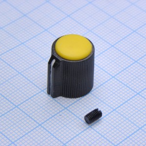 Ручка KN-113C жёлт. d=3.2, Ручка управления, на вал 3.2 мм, жёлтая