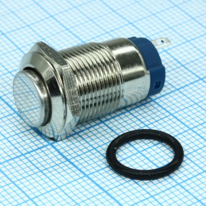 A12-B2 с/фикс, Кнопка антивандальная d12 2A 250B с/фикс (2c) ON-OFF выпуклая