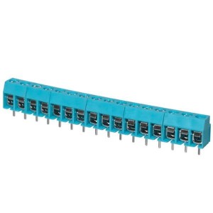 TB003-500-P16BE, Фиксированные клеммные колодки Terminal block, screw type, 5.00 , horizontal, 16 poles, CUI Blue, Philip's head screw, PCB mount