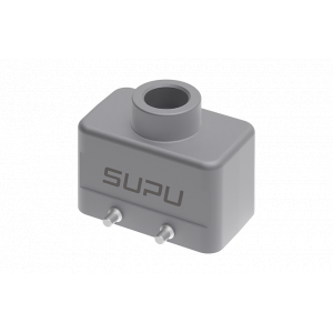 Крышка разъема S10B-TE-4B-PG16, Крышка разъема на кабель, типоразмер 10B, без уплотнителя, 1 отверстие с резьбой для кабельных вводов PG16, с верхним расположением, без защелок (упоры для двух защелок), материал корпуса: алюминиевый сплав