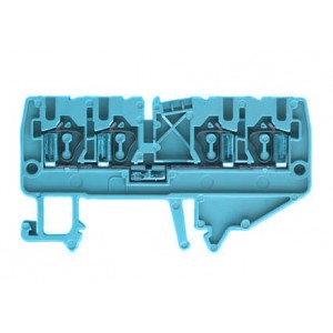 Проходная клемма WKF 2.5 D2/2/35 BL, Проходная клемма, 4 точки подключения, тип фиксации провода: пружинный, номинальное сечение: 2,5 мм кв., 24A, 800V, ширина: 5 мм, цвет: синий, тип монтажа: DIN35