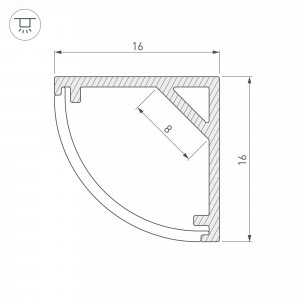 Профиль SL-KANT-H16-2000 ANOD 023723, Алюминиевый анодированный угловой профиль для светодиодных лент и линеек. Габаритные размеры (LхWхH): 2000x16x16 мм. Ширина площадки для ленты 8 мм. Экраны, заглушки и другие аксессуары приобретаются отдельно. Цена за 1 метр.