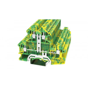 DCKKB4-PE-01P-1C-00Z(H), Заземляющая клемма, тип фиксации провода: винтовой, номинальное сечение: 4 мм кв., ширина: 6,1 мм, цвет: желто-зеленый, втычная перемычка, тип монтажа: DIN35