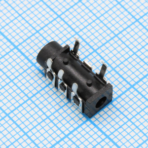 L-KLS1-TSJ3.5-009, Аудиоразъем (розетка) 3.5 мм стерео угловой на плату (ТНТ)