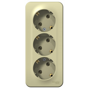 Розетка 3-м ОП Blanca 16А IP20 250В с заземл. без защ. шторок с изолир. пластиной беж. SE BLNRA010317