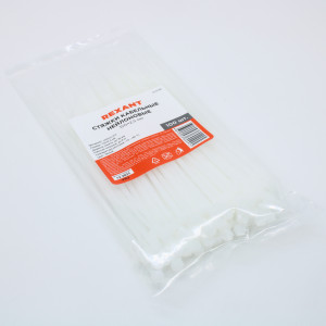 Стяжка 2.5*150 белая (100 шт), хомут-стяжка кабельная нейлоновая