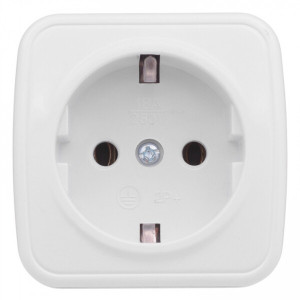 Минск Розетка 1-местная ОП 16А с заземлением белая Basic EGR16-028-10