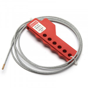 gwrL61-1, Блокиратор тросовый, стальной трос в ПВХ-оболочке, материал зажима – нейлон, длина троса – 1.8 м, диаметр троса – 3 мм, цвет – красный, 1 шт/упак