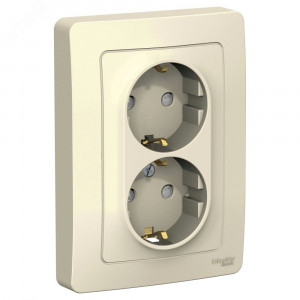 Розетка 2-м СП Blanca 16А IP20 250В с заземл. защ. шторки молоч. SE BLNRS001122