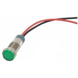 656-3203-304F, Светодиодные панельные индикаторы 1/2 Dome Green 12VDC w/Terminals