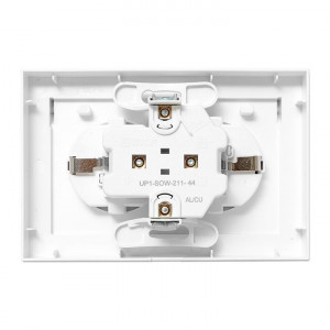 Механизм розетки двойной, 16А, IP44, с заземлением, со шторками, с рамкой, с крышками, белый Эпика EKF UP1-SOW-211-44