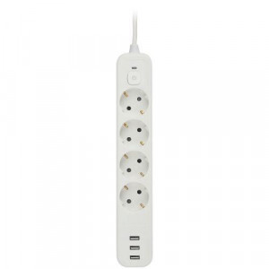 Удлинитель с сетевым фильтром 4х1.5м с заземл. 10А USF-4es-1.5m-3xUSBA-W +3xUSBA 3.1A с выкл. с базов. защитой Б0059567