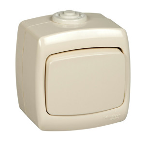 РОНДО IP44 О/У 1-клавишный ПЕРЕКЛЮЧАТЕЛЬ 6А, 250В, СЛОНОВАЯ КОСТЬ. Россия C3(2 VA66-102B-SI