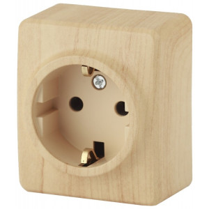 11-2204-11 Розетка 2P+E Schuko со шторками, 16A-250В, IP20, ОУ, Эксперт, сосна (16/160/3200) Б0020690