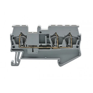 Проходная клемма JUT3-4/1-2-GY, Проходная клемма, 3 точки подключения, тип фиксации провода: пружинный, номинальное сечение: 4 мм кв., 32A, 800V, ширина: 6,2 мм, цвет: серый, тип монтажа: DIN35