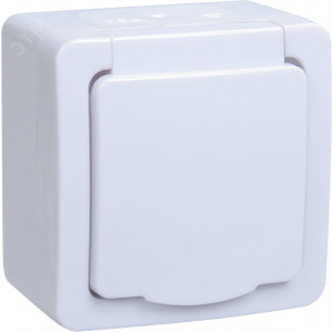 Розетка 1-м ОП Гермес Plus РСб20-3-ГПБб 16А IP54 с заземл. с крышкой бел. ERMP12-K01-16-54-EC