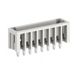 Вилочный разъем на плату 435208-01D, Вилочный разъем, вертикальный, на плату, шаг: 3.5 мм, 8 полюсов, фиксация на плате пайкой, исполнение: длина выводов 3,8 мм, 160V, 10A, цвет: серый
