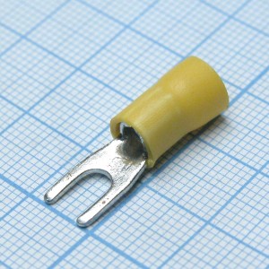SV5.5-4L  Yellow, наконечник кабельный вилочный с изоляцией d=4.3мм, сеч. пров.4.0-6.0мм2