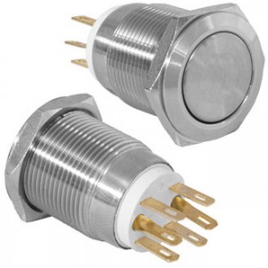 LAS1-GQ-11 ON-(ON), Кнопка антивандальная металлическая без фиксациии, 5А 250В, резьба М19