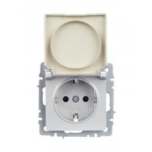 Розетка BRITE РСбш10-3-БрА 16А IP20 с заземл. защ. шторки с крышкой алюм. BR-R16-16-K47