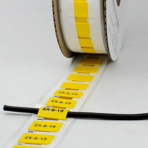 Маркер плоский MFSS-2X-6-15-Y, Маркер термоусадочный, для маркировки и изоляции проводов и кабелей, длина 15 мм, диаметр провода: 3 - 6 мм, цвет желтый, для принтера: RT200, RT230, в упаковке 700 маркеров