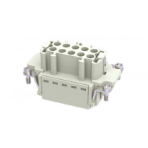 Розеточная контактная вставка DE-010-FP, Розеточная контактная вставка, Push-in фиксация, 10 полюсов + PE, типоразмер 10B, 500V, 16A, сечение обслуживаемых проводников 0,5-2,5 мм кв, тип покрытия контактов: серебро