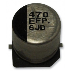 EEEFPC470UAR, Конденсатор алюминиевый электролитический 47мкФ 16В ±20% (5 X 5.8мм) для поверхностного монтажа 0.36 Ом 240мА 2000час 105°С автомобильного применения лента на катушке