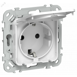 FLITE Розетка с заземлением с защитными шторками и крышкой безвинтовое крепление 16А IP44 РСшкр11-1-44-ФлБ белый IEK FI-R16-16-1-44-K01