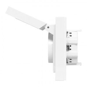 Механизм розетки двойной, 16А, IP44, с заземлением, со шторками, с рамкой, с крышками, белый Эпика EKF UP1-SOW-211-44