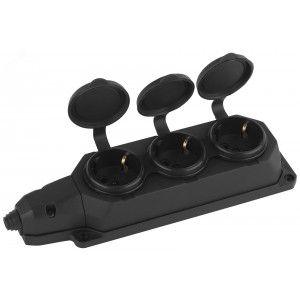 Колодка удлинителя 3-м с заземл. 16А IP44 K-3e-B-IP44 каучук черн. Б0044545