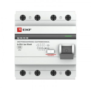 Выключатель дифференциального тока ВД-100 4P 16А 30мА тип АС электромеханический 4,5кА PROXIMA EKF elcb-4-16-30-em-pro