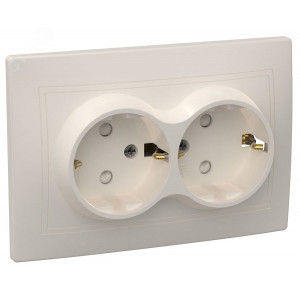 РСш12-3-ККм Розетка 2местн. с з/к с защ.штор. 16А КВАРТА (кремовый) ERK21-K33-16-DM