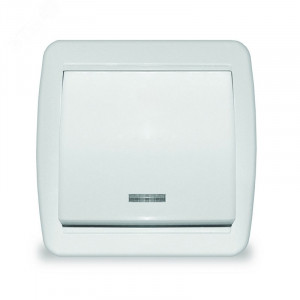 Клио Выключатель одноклавишный с подсветкой IP44 бел. К2225