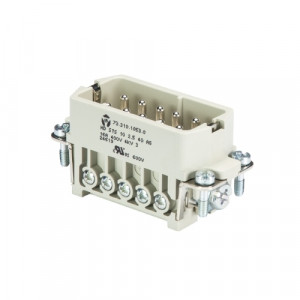 Вилочная контактная вставка HD STS 10 2,5 40 AG, Вилочная контактная вставка, винтовая фиксация, 10 полюсов + PE, типоразмер 10A, 250V, 10A, сечение обслуживаемых проводников 0,5-2,5 мм кв, тип покрытия контактов: серебро